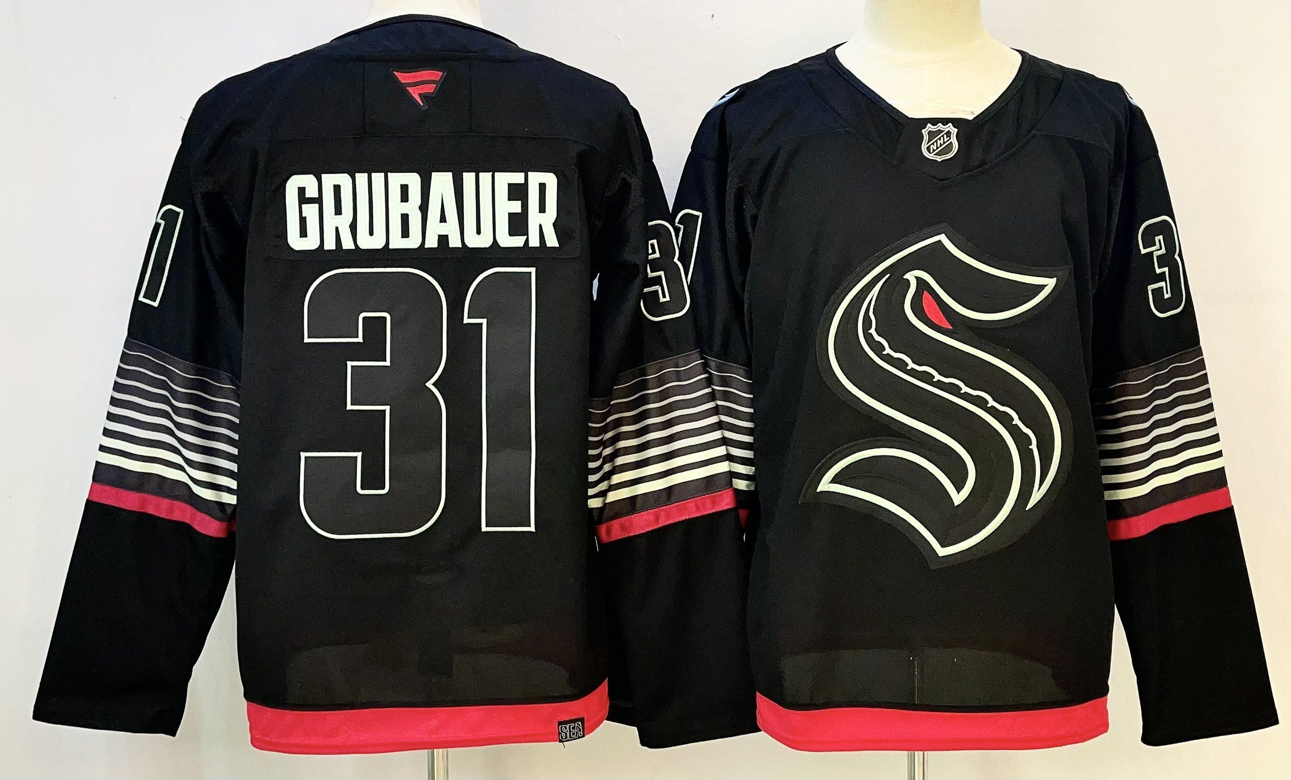Men Seattle Kraken #31 Grubauer Black 2026 Adidias NHL Jersey style 001